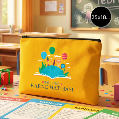 Karne Günü Desenli Sarı Prime Clutch – Metal Fermuarlı 25×18 cm