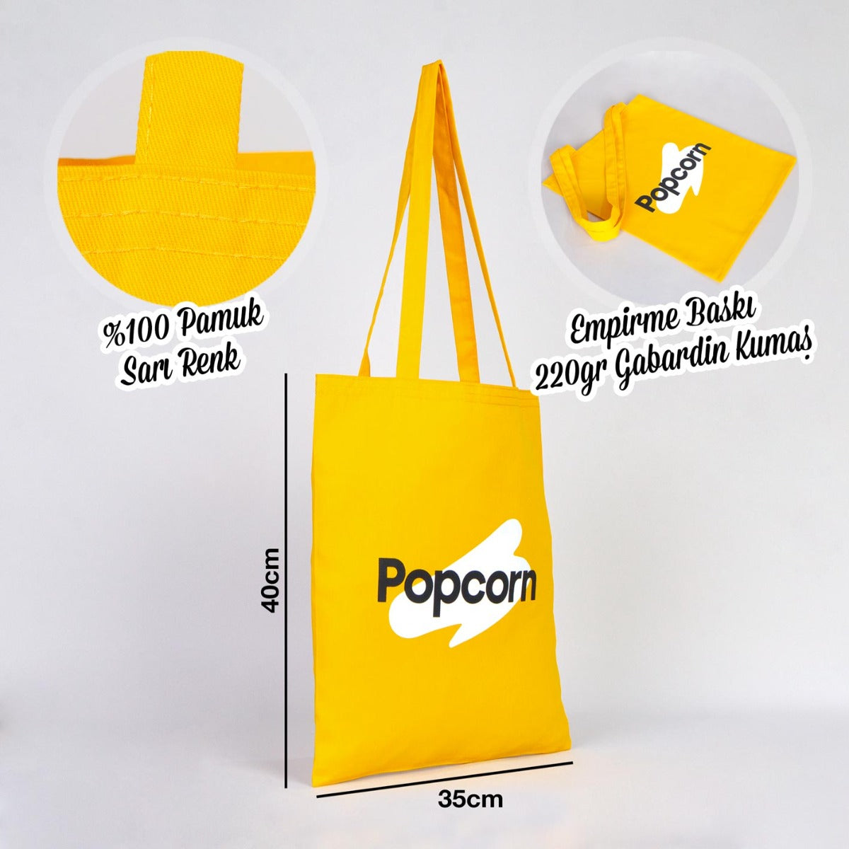 Promosyon Gabardin Çanta Sarı - 35x40cm