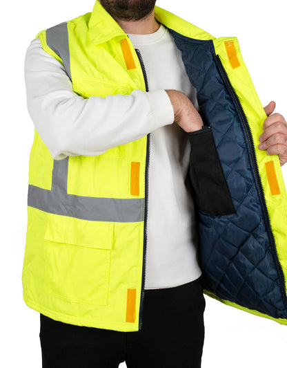 Kapitoneli Reflektörlü Yelek | Sarı (Özelleştirilebilir)