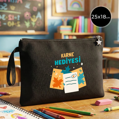 Karne Günü Hediyesi Siyah Clutch Kanvas Çanta 25×18 cm – Astarlı