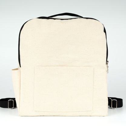 Kanvas Sırt Çantası VIP Siyah - Ön ve Yan Cepli