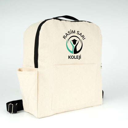 Siyah VIP Kanvas Sırt Çantası - Ön ve Yan Cepli (Özelleştirilebilir)