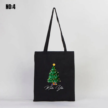 Siyah Ham Bez Çanta 35x40 cm Yılbaşı Baskılı (Özelleştirilebilir)