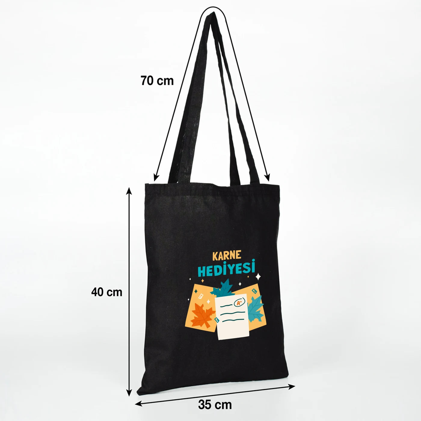 Siyah Ham Bez Çanta – Baskılı (Özelleştirilebilir) – Karne Günü Hediyesi