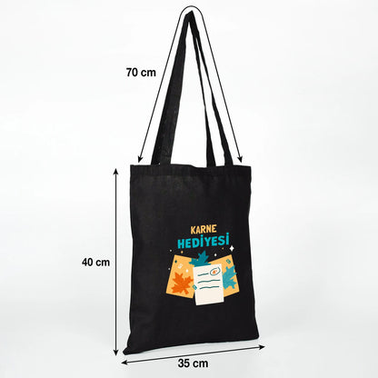 Siyah Ham Bez Çanta – Baskılı (Özelleştirilebilir) – Karne Günü Hediyesi
