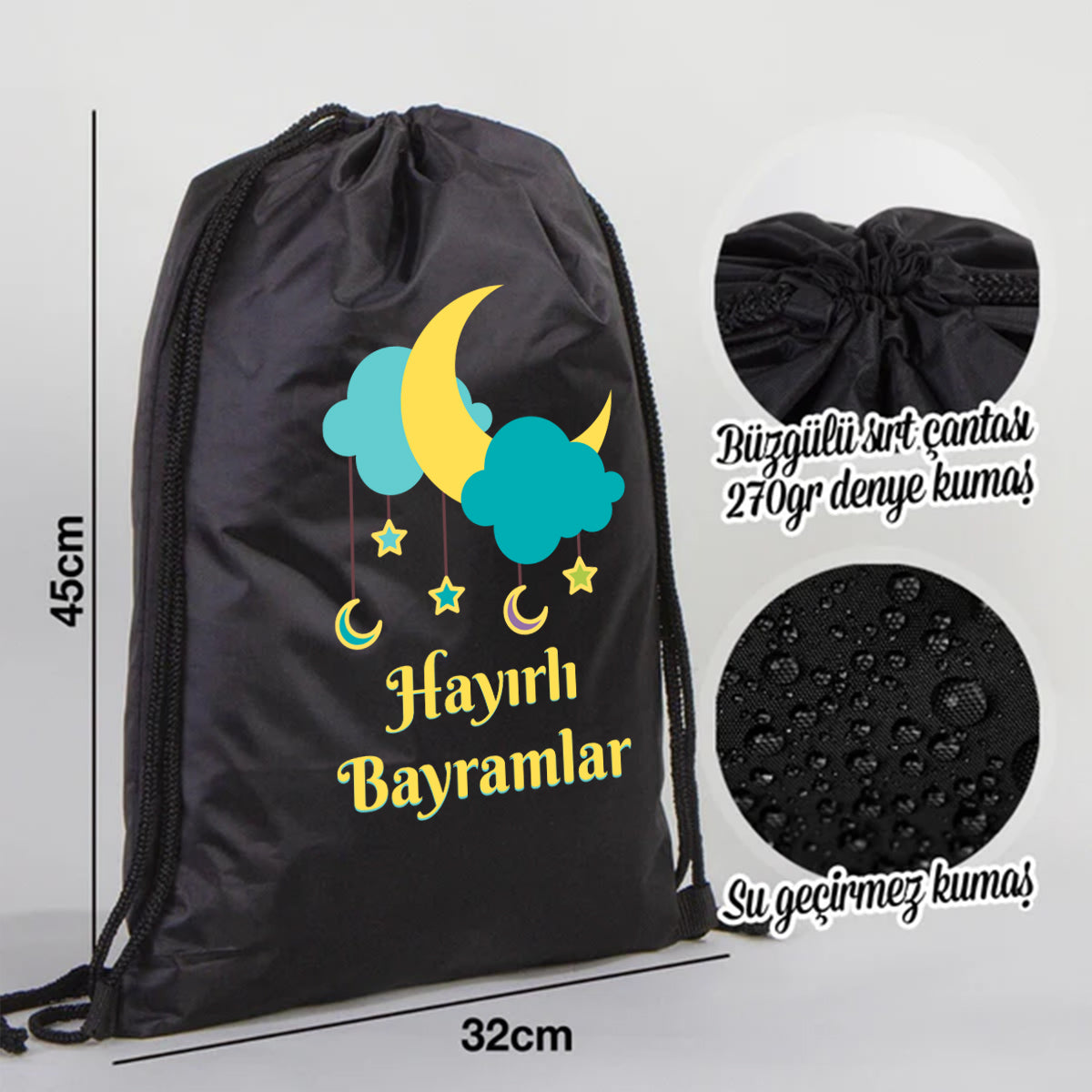 32x45 cm Siyah İmperteks Sırt Çantası - Bayram Çantam
