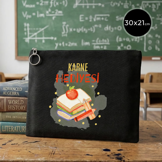 Karne Günü Özel Portföy Çanta – Siyah 30×21 cm (Astarlı, Özelleştirilebilir)