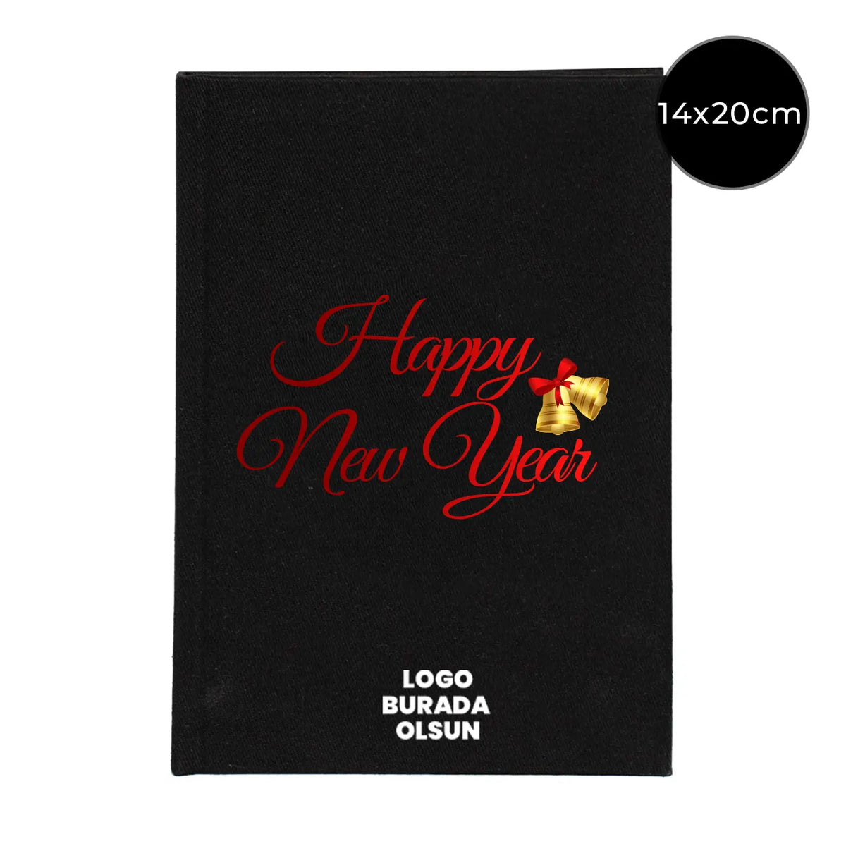 Yeni Yıl Hediyesi Siyah Kanvas Defter 14x20 cm – Kurumsal Logo Baskılı