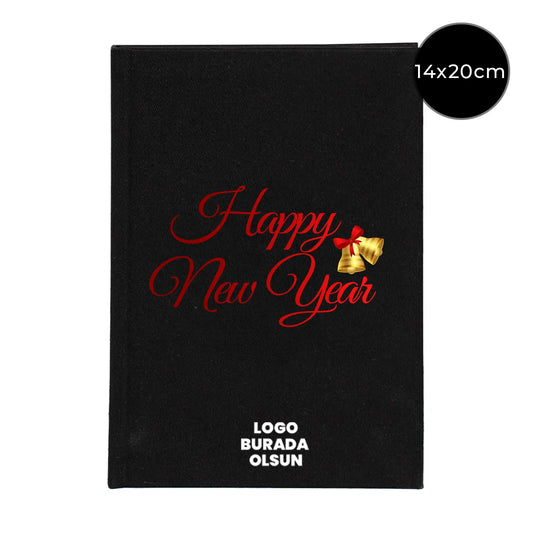 Yeni Yıl Hediyesi Siyah Kanvas Defter 14x20 cm – Kurumsal Logo Baskılı