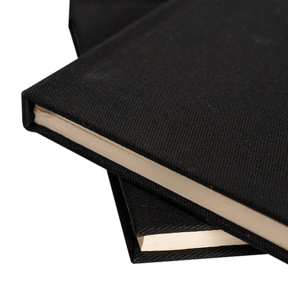 Toptan Siyah Kanvas Defter - 14x20 cm - Şirketlere Özel Logo Baskısı - Çizgisiz (Özelleştirilebilir) - istepromosyon.com