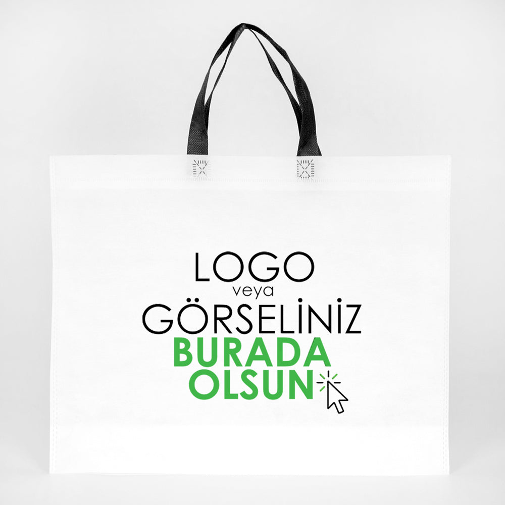 Ultrasonik Tela Çanta - Siyah Kulplu - 45x36x10cm - 1000 Adet Tek Renk Baskı (Özelleştirilebilir)