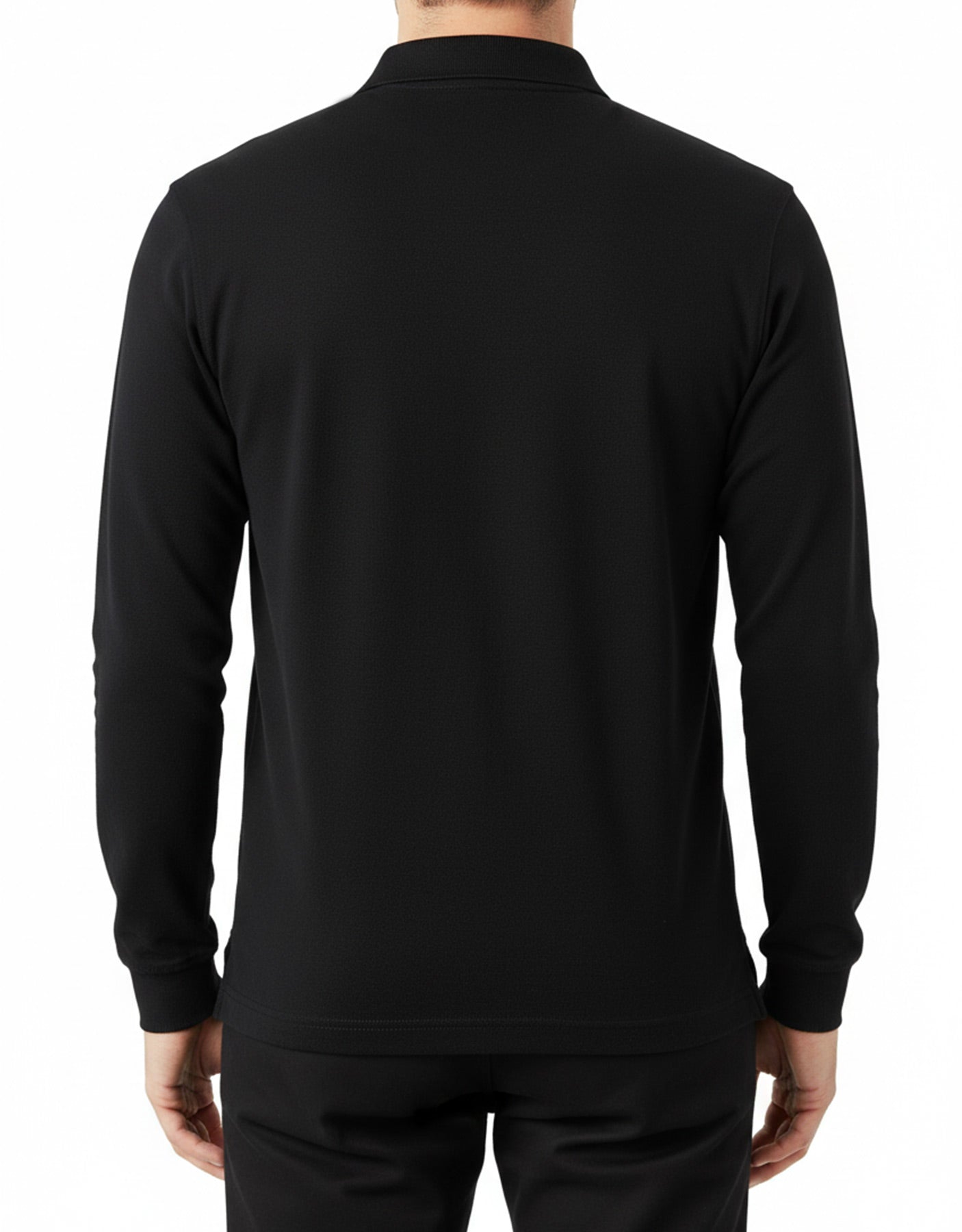 Polo Yaka Uzun Kol Siyah Tişört