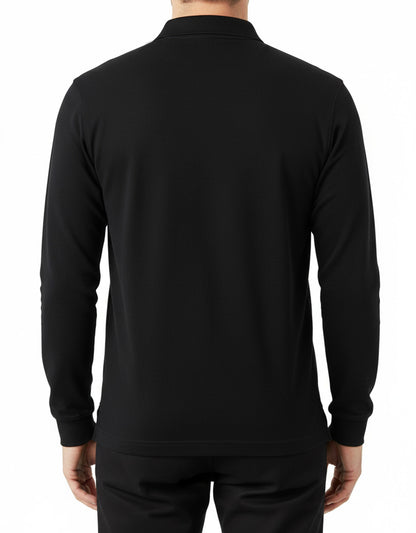 Polo Yaka Uzun Kol Siyah Tişört