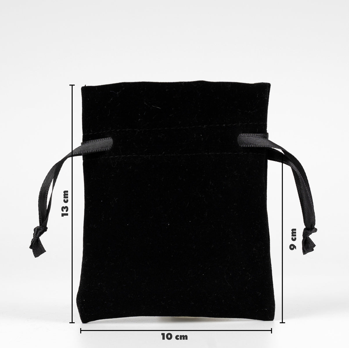 Kadife Gül Kese 10x13 cm - Siyah (Özelleştirilebilir)