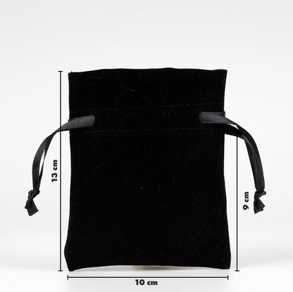 Kadife Gül Kese 10x13 cm - Siyah (Özelleştirilebilir)