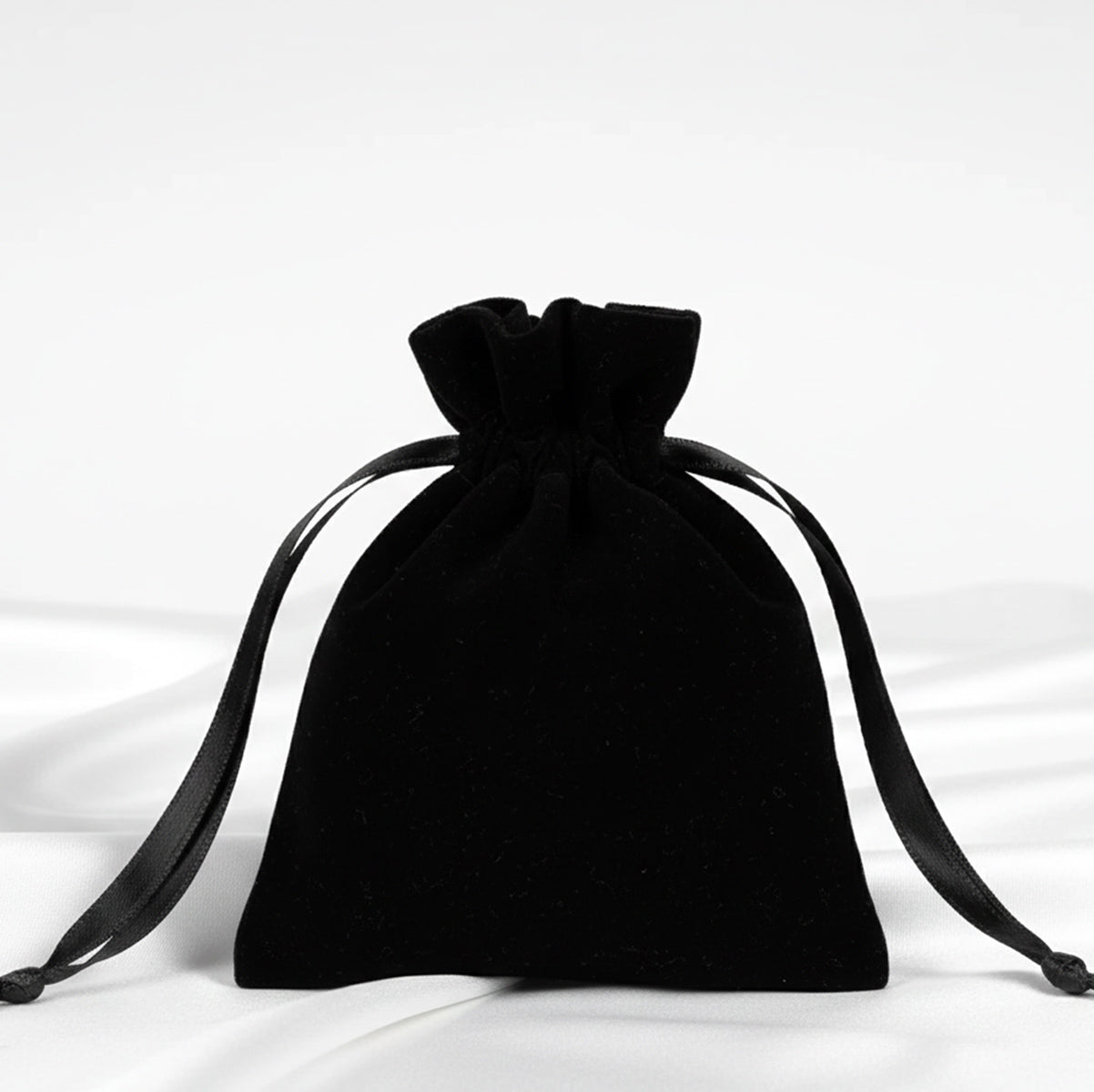 Kadife Gül Kese 10x13 cm - Siyah