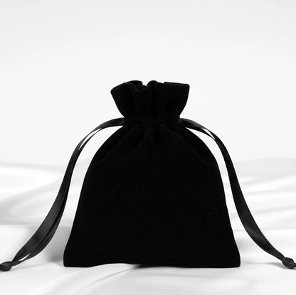 Kadife Gül Kese 10x13 cm - Siyah