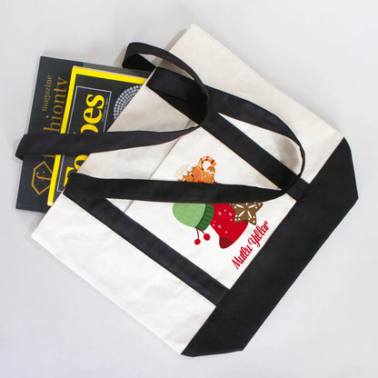 Yeni Yıl Özel Trend Kanvas Çanta 40x35x12cm - Siyah Renkli Kulp - görsel 6