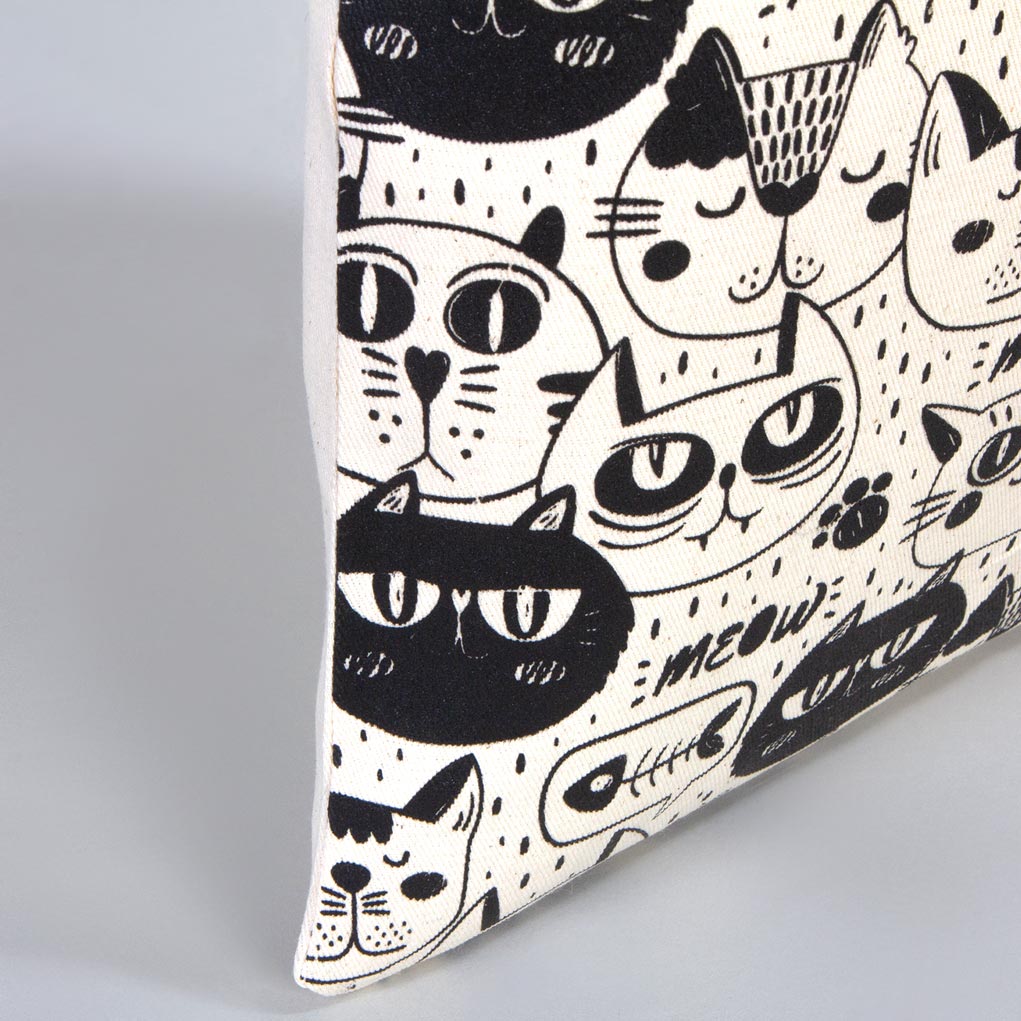 Bammerz Gabardin Siyah Kulp 35X40 cm 'Meow' Kedili Çanta