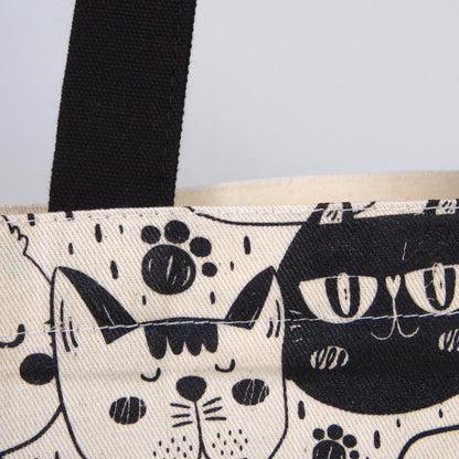 Bammerz Gabardin Siyah Kulp 35X40 cm 'Meow' Kedili Çanta