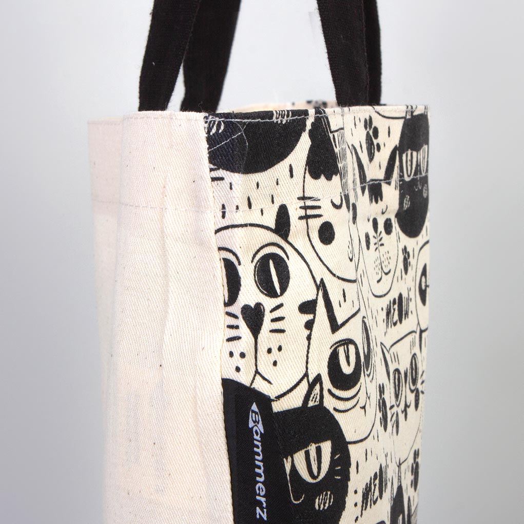 Bammerz Gabardin Siyah Kulp 35X40 cm 'Meow' Kedili Çanta