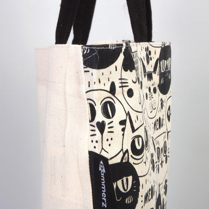 Bammerz Gabardin Siyah Kulp 35X40 cm 'Meow' Kedili Çanta