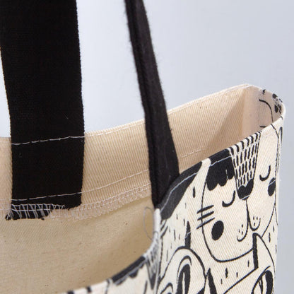 Bammerz Gabardin Siyah Kulp 35X40 cm 'Meow' Kedili Çanta