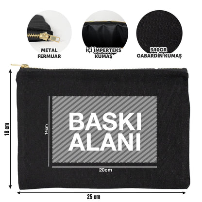 Prime Siyah Clutch - Metal Fermuarlı - 25x18 (özelleştirilebilir)