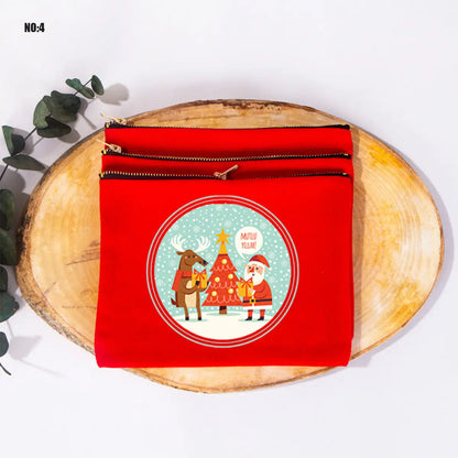 Yılbaşı Baskılı Renkli Clutch Çanta - Metal Fermuarlı 21x15cm (Özelleştirilebilir)