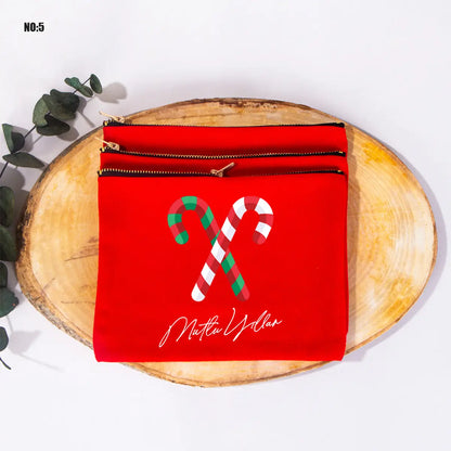 Yılbaşı Baskılı Renkli Clutch Çanta - Metal Fermuarlı 21x15cm (Özelleştirilebilir)