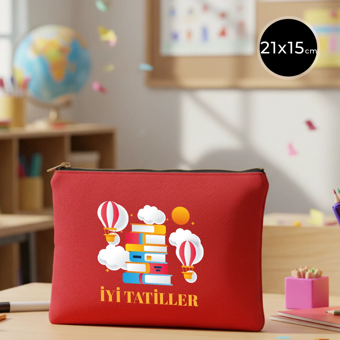 Karne Günü Star Clutch 21×15 Kırmızı – Metal Fermuar (Özelleştirilebilir)