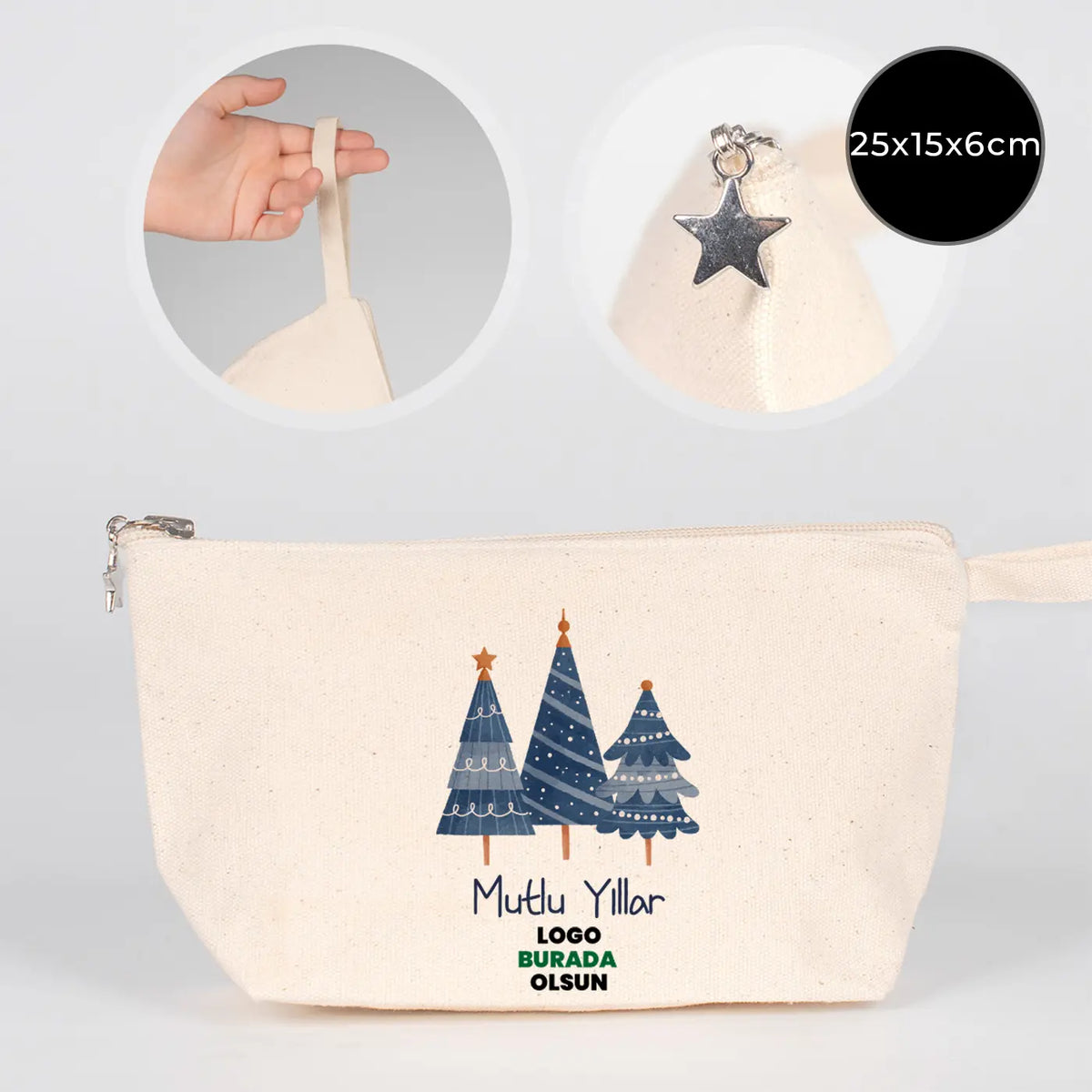 Yılbaşı Özel Kanvas Clutch - Körüklü 25x15x6 cm (Özelleştirilebilir)