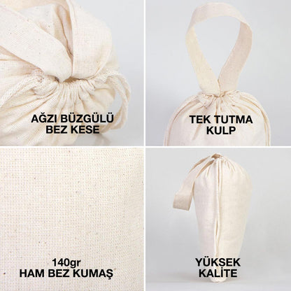 Bez Kese (15,5 x 20 cm) Tek Tutma Kısa Kulp (Özelleştirebilir) - istepromosyon.com