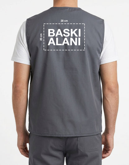 Bondit Kumaş Gri Yelek - Firmanıza Özel Logo Baskılı