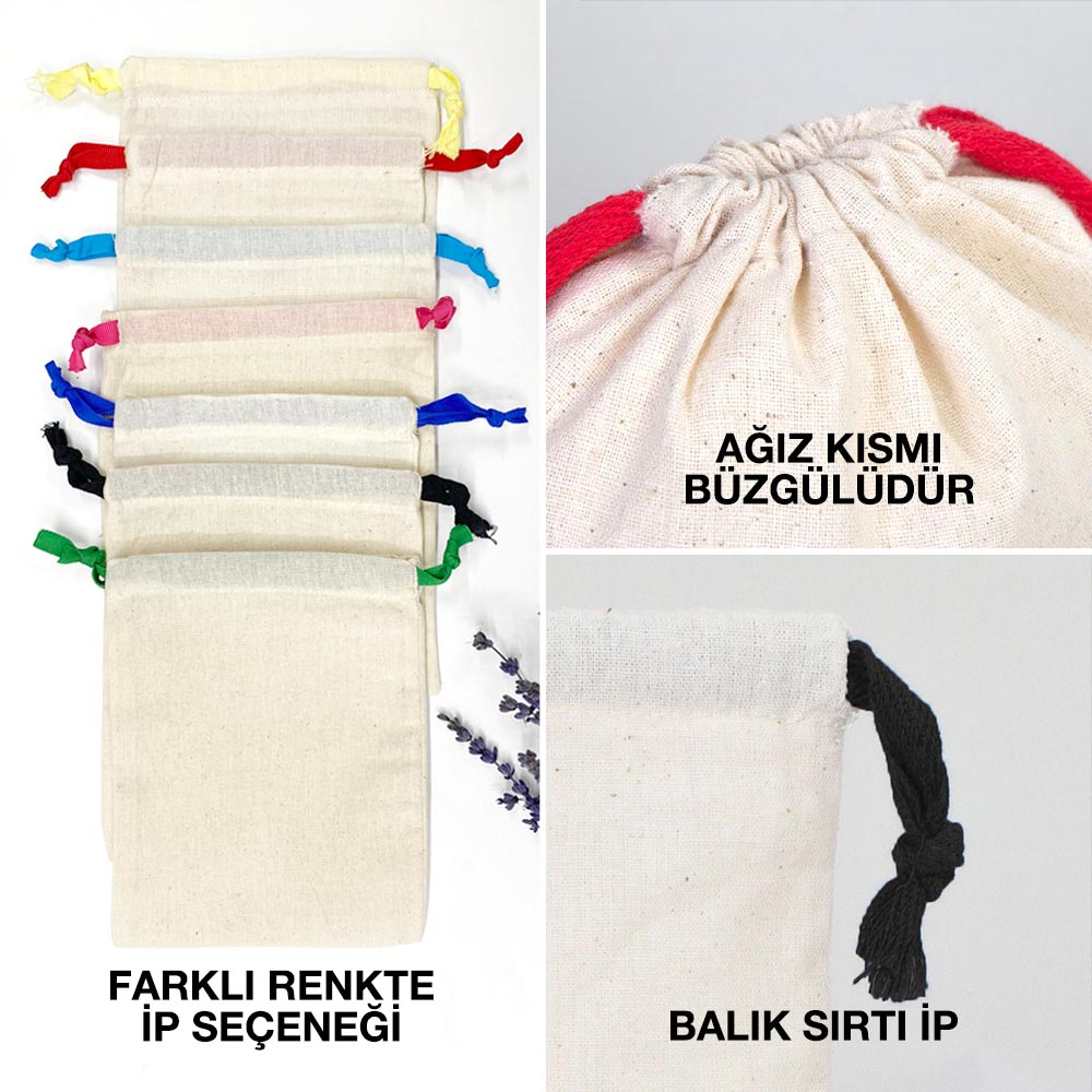 Bez Kese 15,5x20 cm - Renkli İp - Yeşil (Özelleştirilebilir) - istepromosyon.com