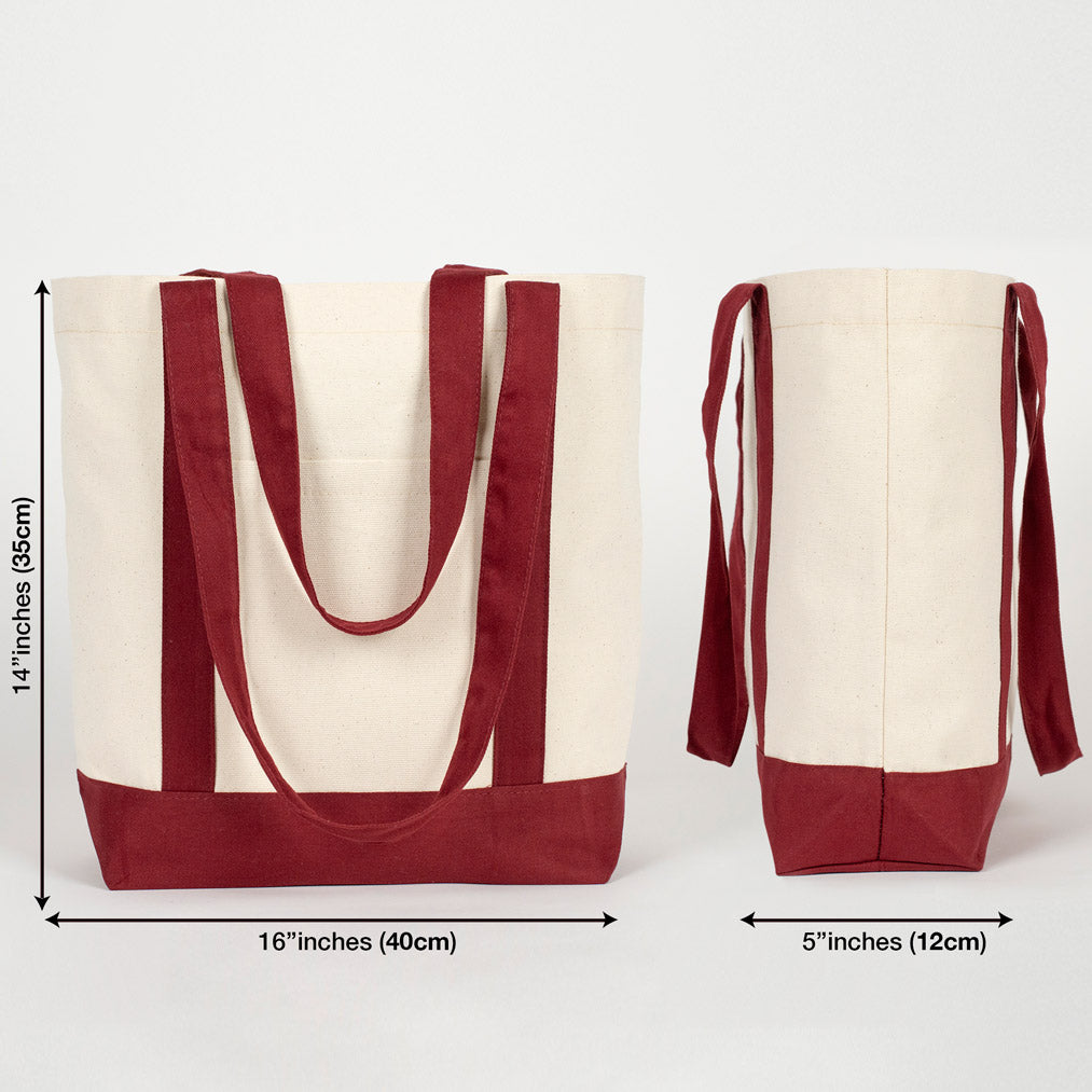 Yılbaşı Özel Bordo Kulplu Trend Kanvas Çanta 40x35x12 cm – Özelleştirilebilir - görsel 8