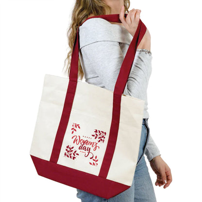 40x35x12 cm Trend Kanvas Çanta Bordo Kulp - Kadınlar Günü Hediyesi