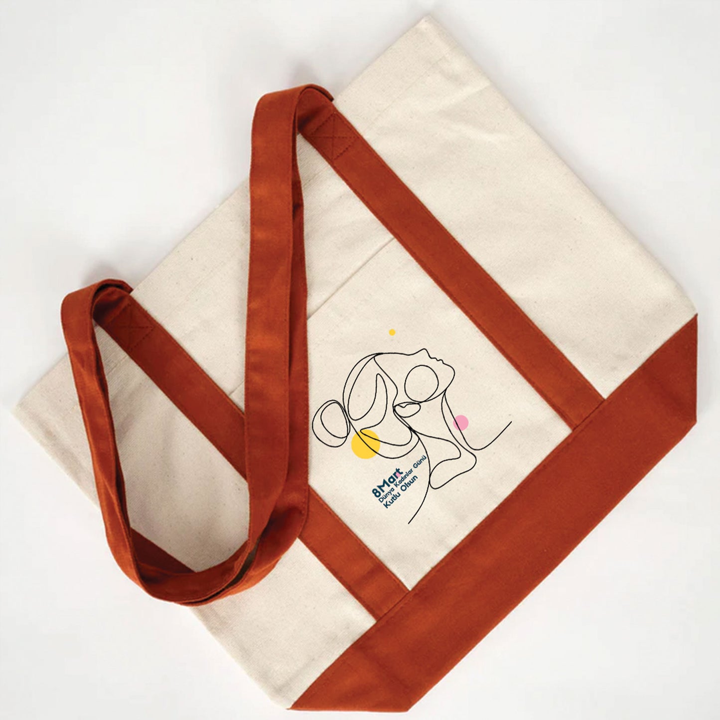 40x35x12 cm Trend Kanvas Çanta Kiremit Kulp - Kadınlar Günü Hediyesi