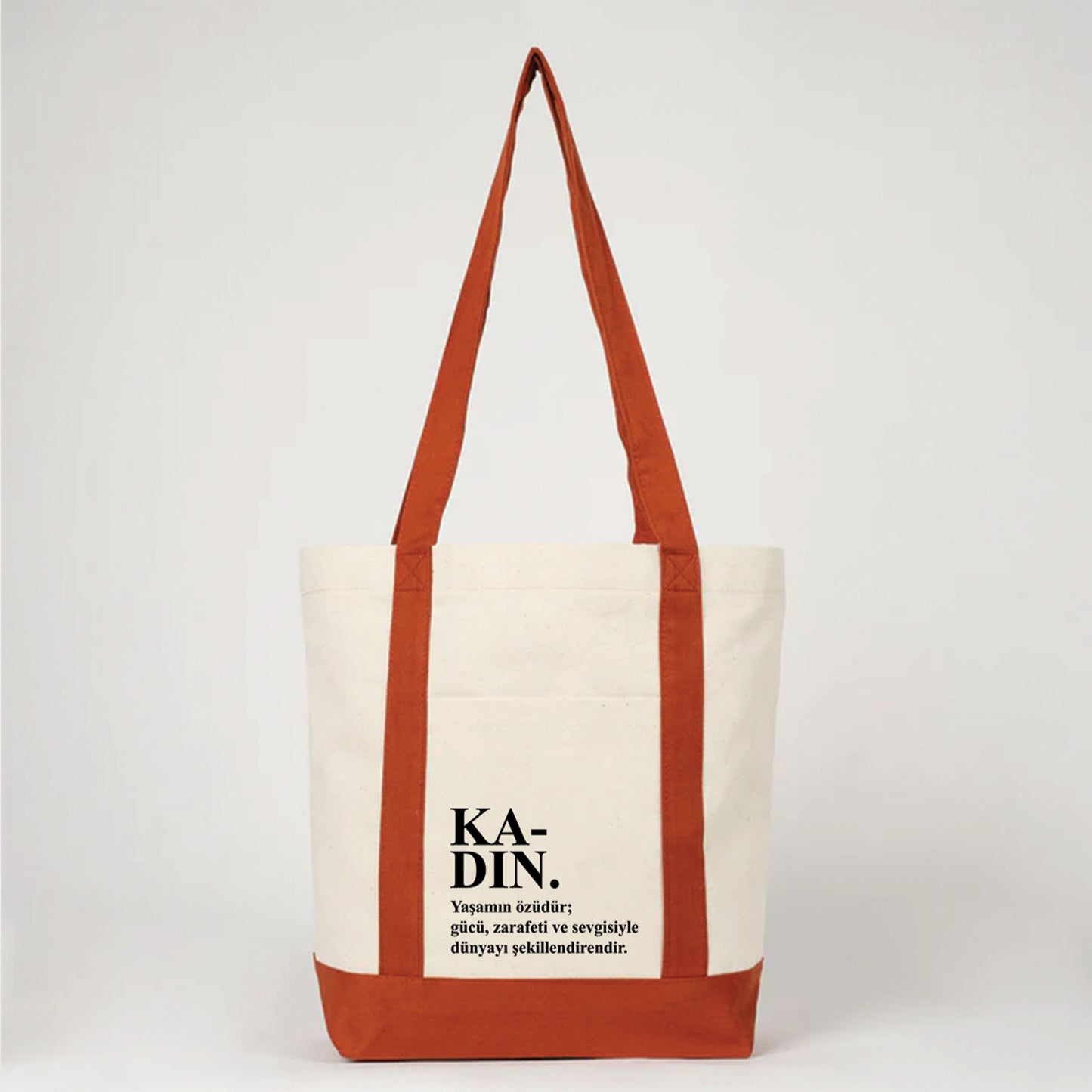 40x35x12 cm Trend Kanvas Çanta Kiremit Kulp - Kadınlar Günü Hediyesi