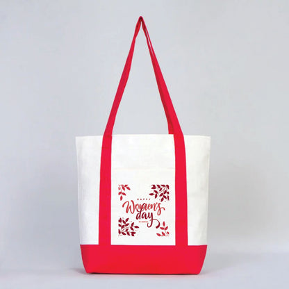 40x35x12 cm Trend Kanvas Çanta Kırmızı Kulp - Kadınlar Günü Hediyesi