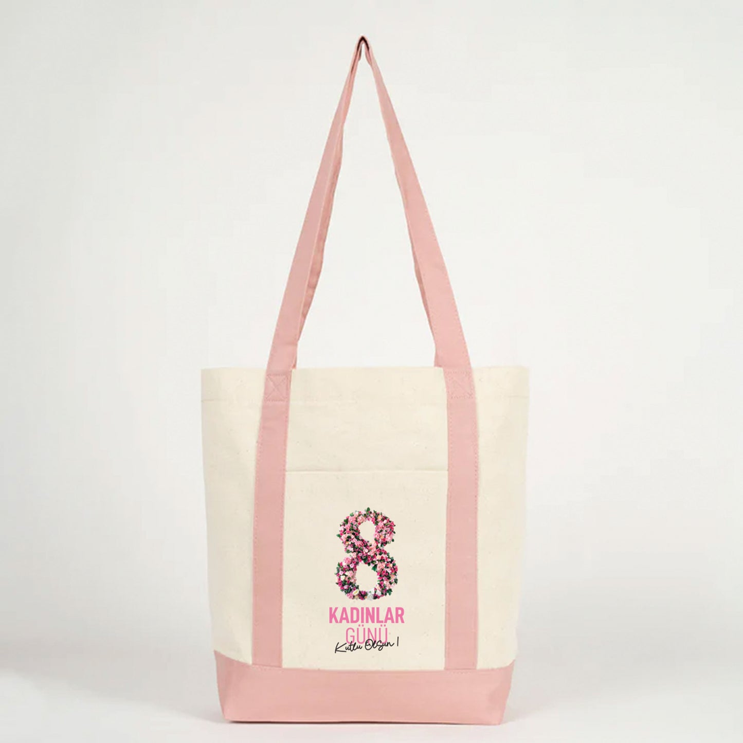 40x35x12 cm Trend Kanvas Çanta Pembe Kulp - Kadınlar Günü Hediyesi