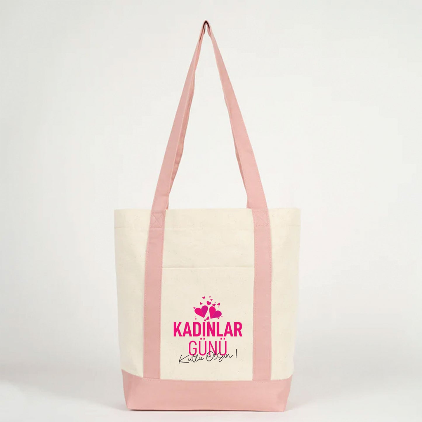 40x35x12 cm Trend Kanvas Çanta Pembe Kulp - Kadınlar Günü Hediyesi