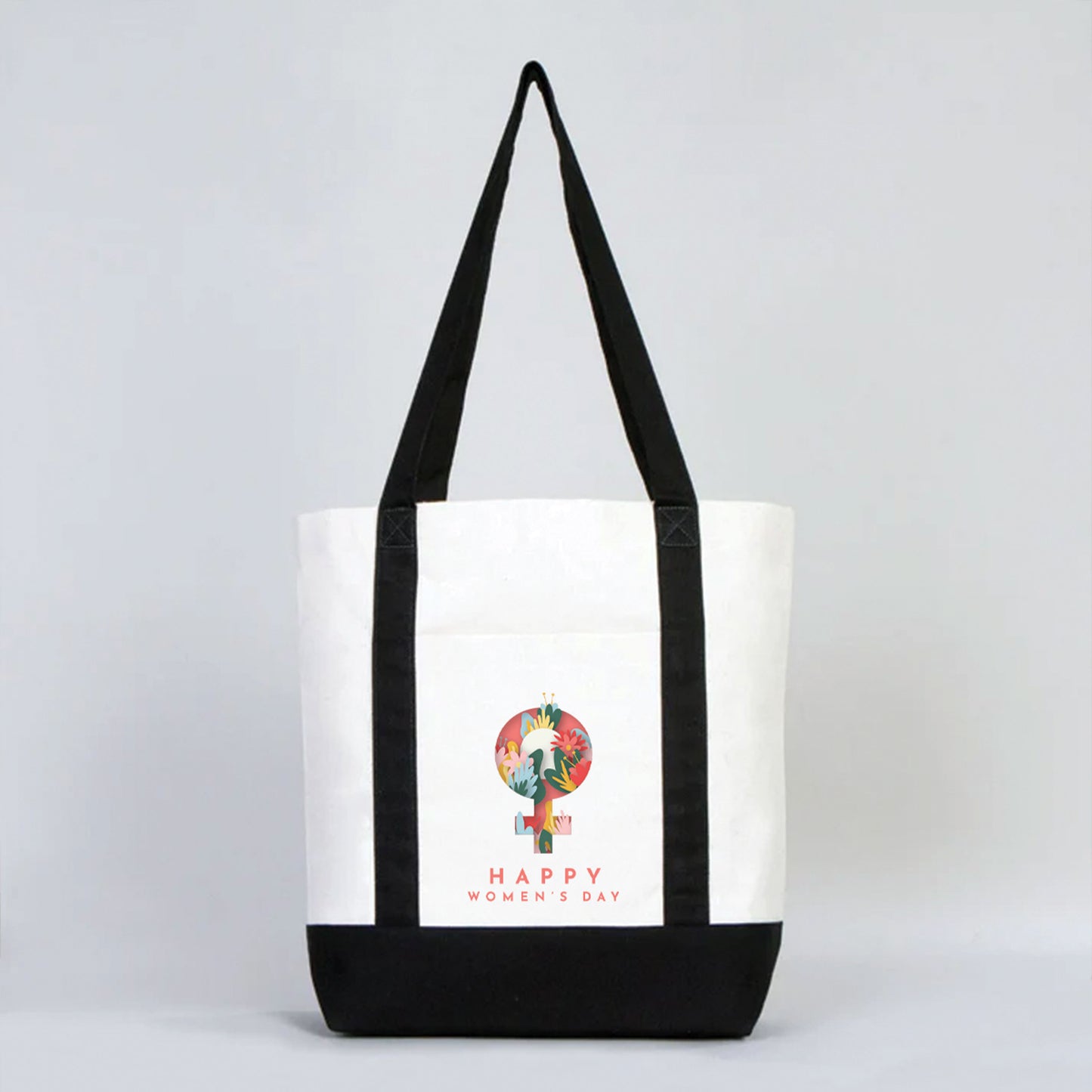 40x35x12 cm Trend Kanvas Çanta Siyah Kulp - Kadınlar Günü Hediyesi