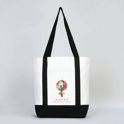 40x35x12 cm Trend Kanvas Çanta Siyah Kulp - Kadınlar Günü Hediyesi