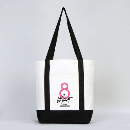 40x35x12 cm Trend Kanvas Çanta Siyah Kulp - Kadınlar Günü Hediyesi