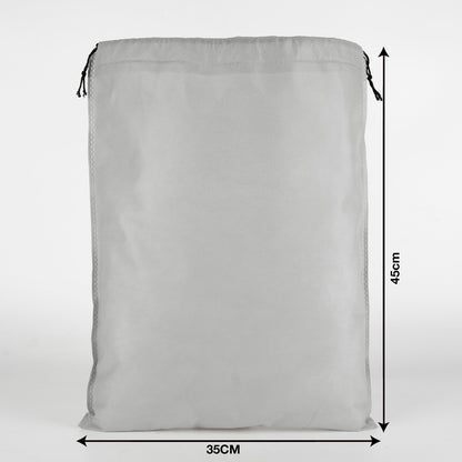 Ultrasonik Gri Tela Kese 35x45 cm – İp Büzgülü Ayakkabı ve Çamaşır Torbası