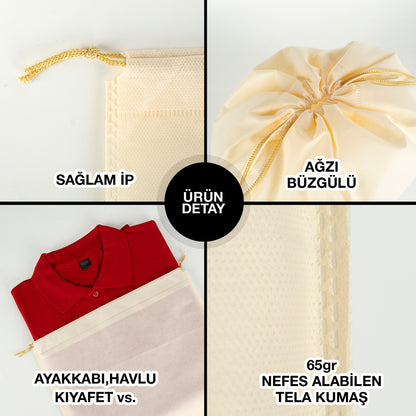 Ultrasonik Tela Kese Krem 35x45 cm – Tek Renk Logo Baskılı – 500 Adet