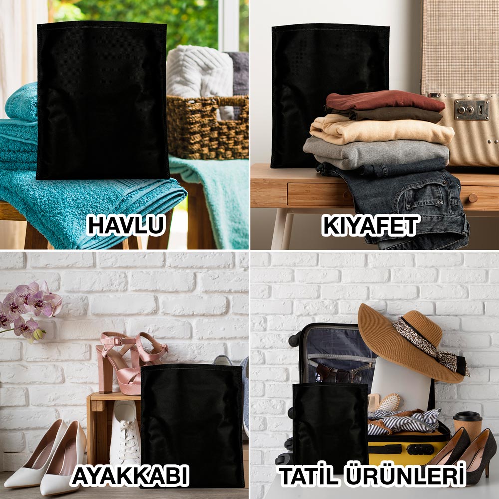 Ultrasonik Tela Kese, Saklama ve Düzenleme Çantası, Çamaşır Düzenleyici - Siyah - 32x38cm