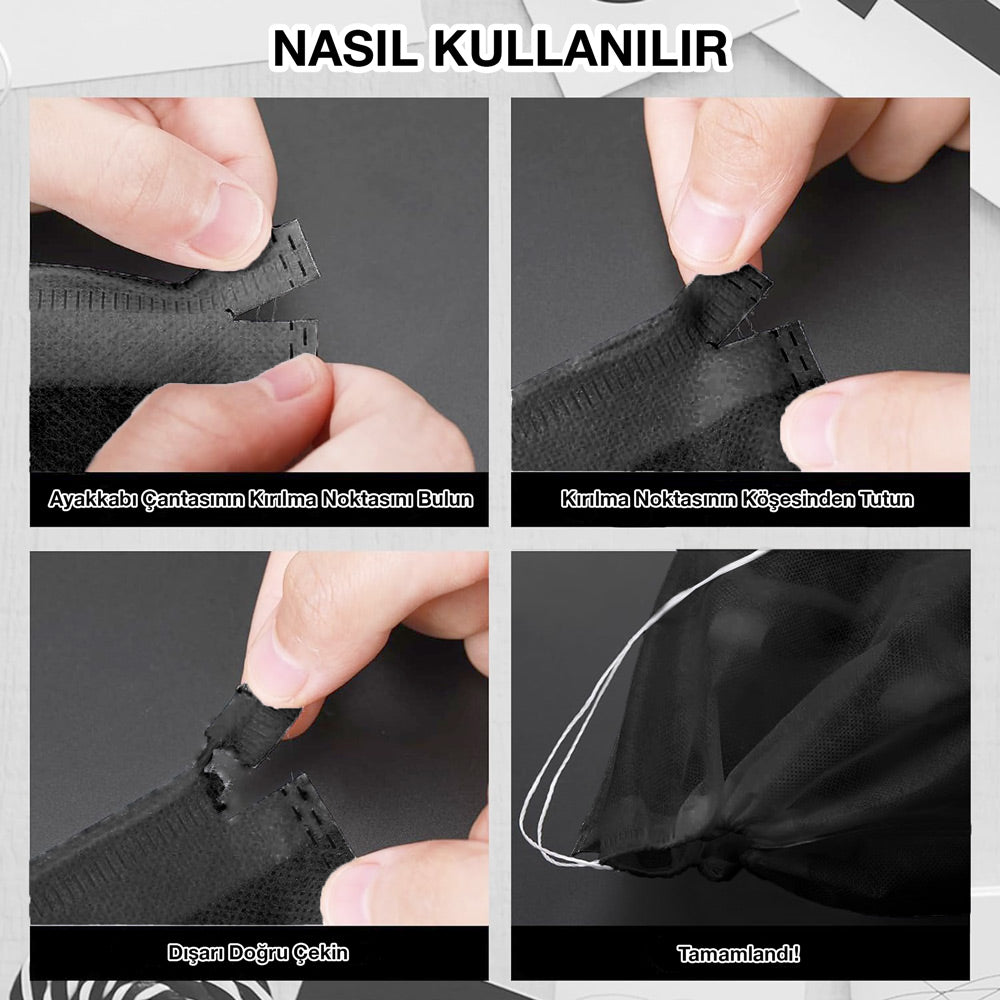 Ultrasonik Tela Kese, Saklama ve Düzenleme Çantası, Çamaşır Düzenleyici - Siyah - 32x38cm