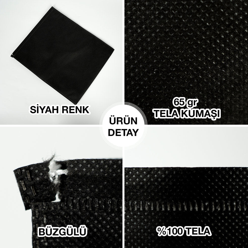 Ultrasonik Tela Kese, Saklama ve Düzenleme Çantası, Çamaşır Düzenleyici - Siyah - 32x38cm